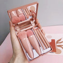 Mini Espelho De Maquiagem Portátil Com 5 Pcs Pincéis