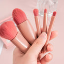 Mini Espelho De Maquiagem Portátil Com 5 Pcs Pincéis