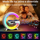 Caixa de Som  Carregador Sem Fio Bluetooth Lâmpada De Mesa LED e Relógio.