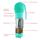 Garrafa de água portátil para cachorro e gato, alimentador de comida, bebedor, dispensador de cocô. 3 em 1